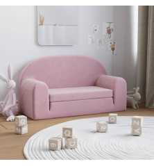 Vaikiška dvivietė sofa-lova, rožinės spalvos, minkštas pliušas