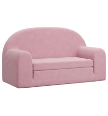 Vaikiška dvivietė sofa-lova, rožinės spalvos, minkštas pliušas