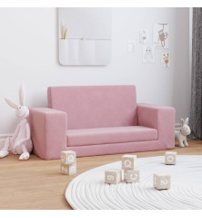 Vaikiška dvivietė sofa-lova, rožinės spalvos, minkštas pliušas