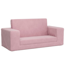 Vaikiška dvivietė sofa-lova, rožinės spalvos, minkštas pliušas