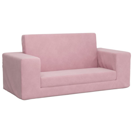 Vaikiška dvivietė sofa-lova, rožinės spalvos, minkštas pliušas