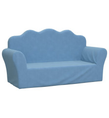 Vaikiška dvivietė sofa, mėlynos spalvos, minkštas pliušas