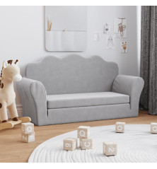 Vaikiška dvivietė sofa-lova, šviesiai pilka, minkštas pliušas