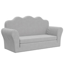 Vaikiška dvivietė sofa-lova, šviesiai pilka, minkštas pliušas