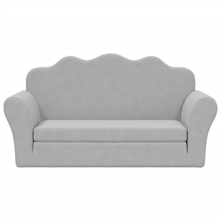 Vaikiška dvivietė sofa-lova, šviesiai pilka, minkštas pliušas