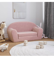 Vaikiška dvivietė sofa-lova, rožinės spalvos, minkštas pliušas