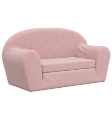 Vaikiška dvivietė sofa-lova, rožinės spalvos, minkštas pliušas