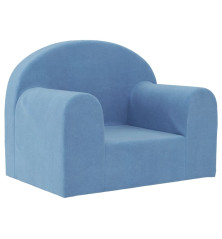 Vaikiška sofa, mėlynos spalvos, minkštas pliušas