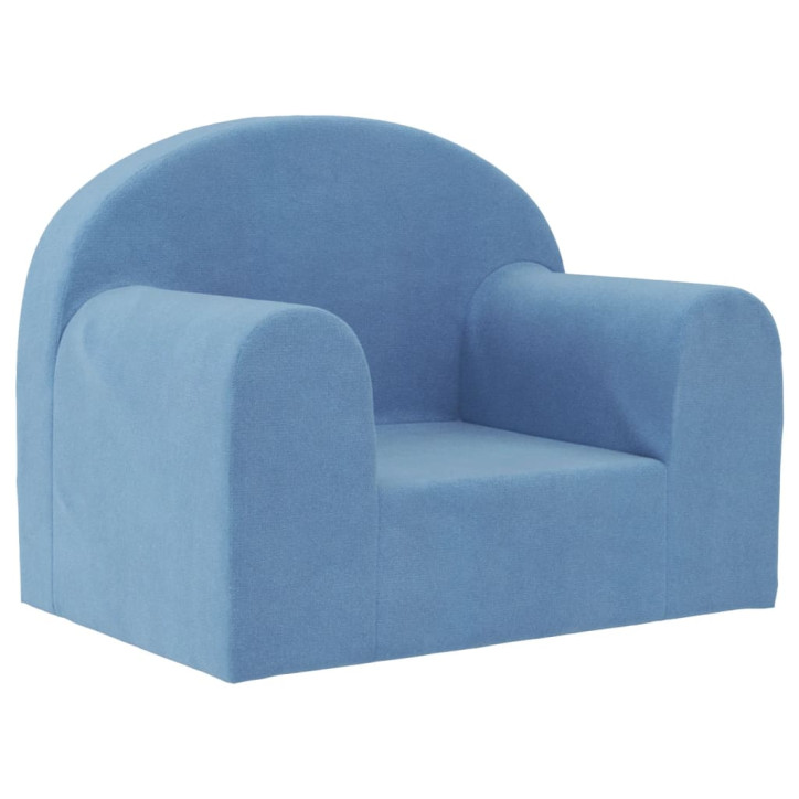 Vaikiška sofa, mėlynos spalvos, minkštas pliušas