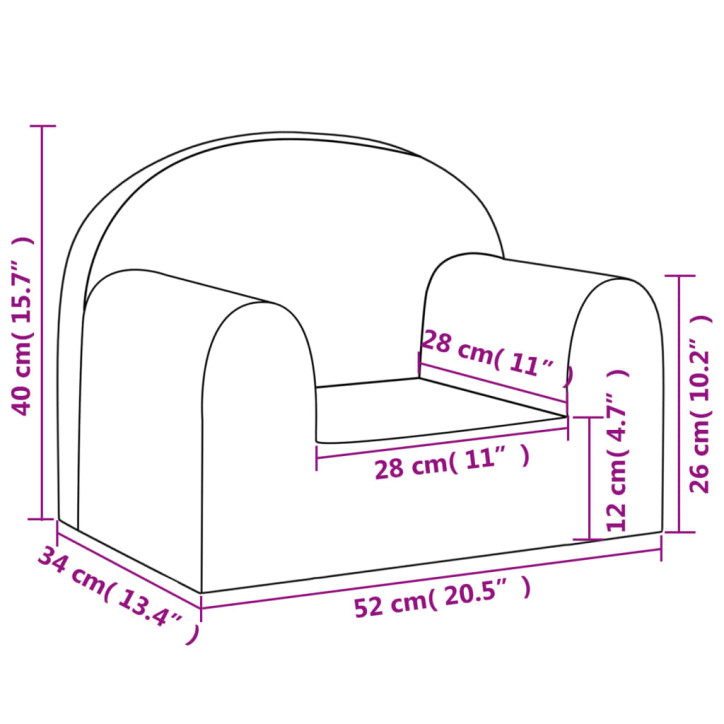 Vaikiška sofa, mėlynos spalvos, minkštas pliušas