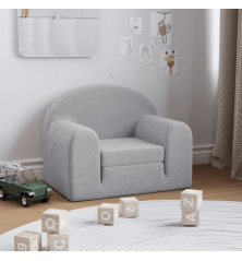 Vaikiška sofa-lova, šviesiai pilkos spalvos, minkštas pliušas