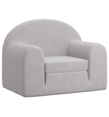 Vaikiška sofa-lova, šviesiai pilkos spalvos, minkštas pliušas