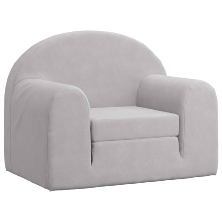 Vaikiška sofa-lova, šviesiai pilkos spalvos, minkštas pliušas