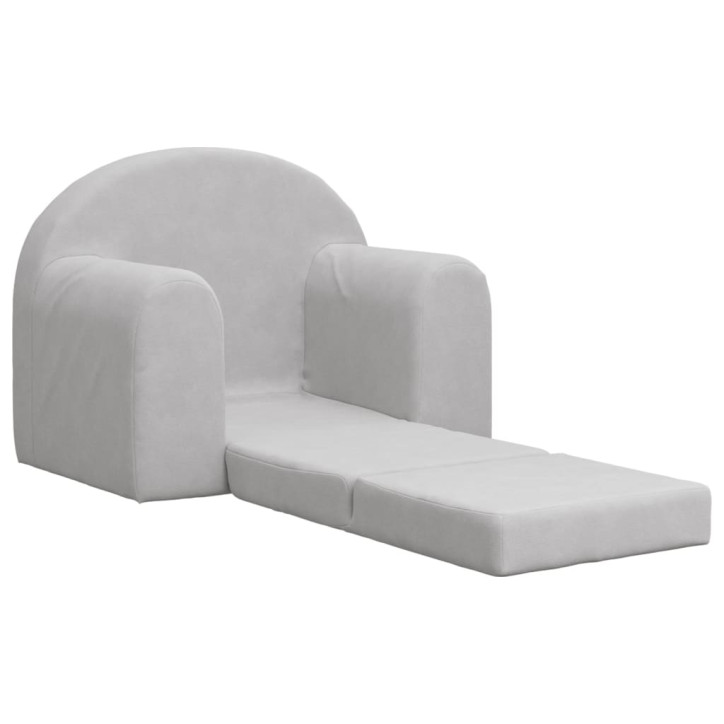 Vaikiška sofa-lova, šviesiai pilkos spalvos, minkštas pliušas