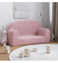 Vaikiška dvivietė sofa, rožinės spalvos, minkštas pliušas