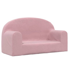 Vaikiška dvivietė sofa, rožinės spalvos, minkštas pliušas