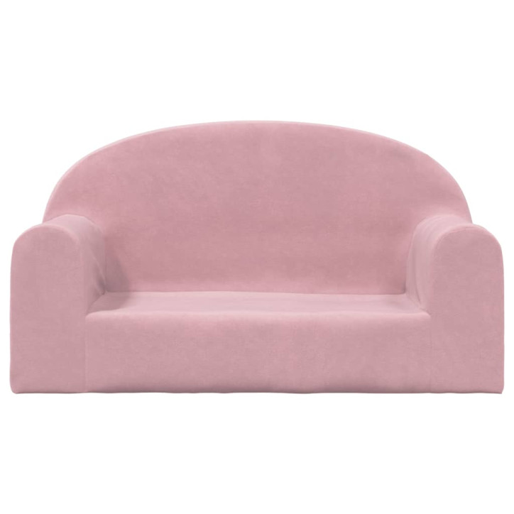 Vaikiška dvivietė sofa, rožinės spalvos, minkštas pliušas