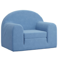 Vaikiška sofa-lova, mėlynos spalvos, minkštas pliušas