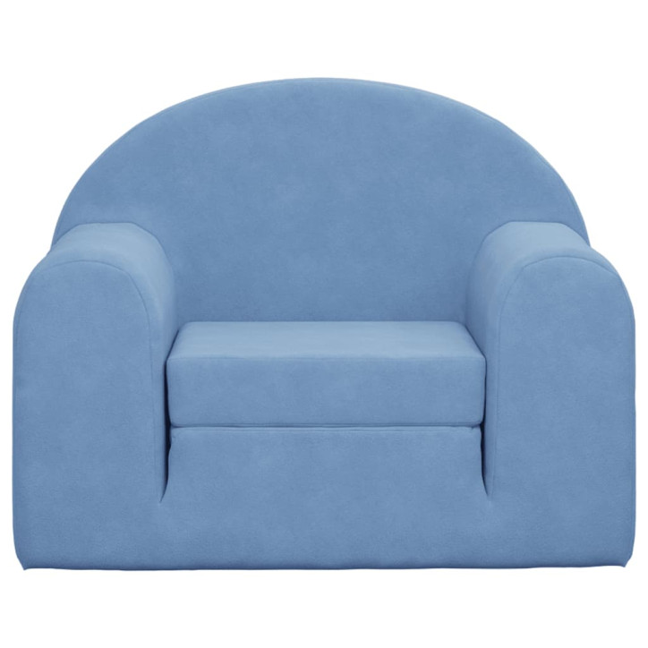 Vaikiška sofa-lova, mėlynos spalvos, minkštas pliušas