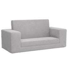 Vaikiška dvivietė sofa-lova, šviesiai pilka, minkštas pliušas