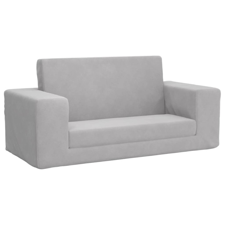 Vaikiška dvivietė sofa-lova, šviesiai pilka, minkštas pliušas