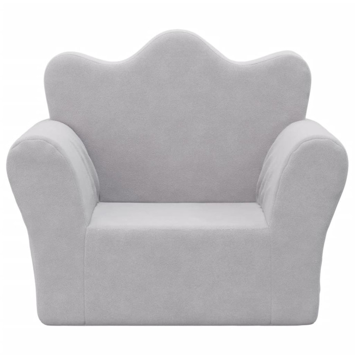 Vaikiška sofa, šviesiai pilkos spalvos, minkštas pliušas