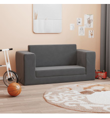 Vaikiška dvivietė sofa-lova, antracito, minkštas pliušas