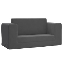 Vaikiška dvivietė sofa-lova, antracito, minkštas pliušas