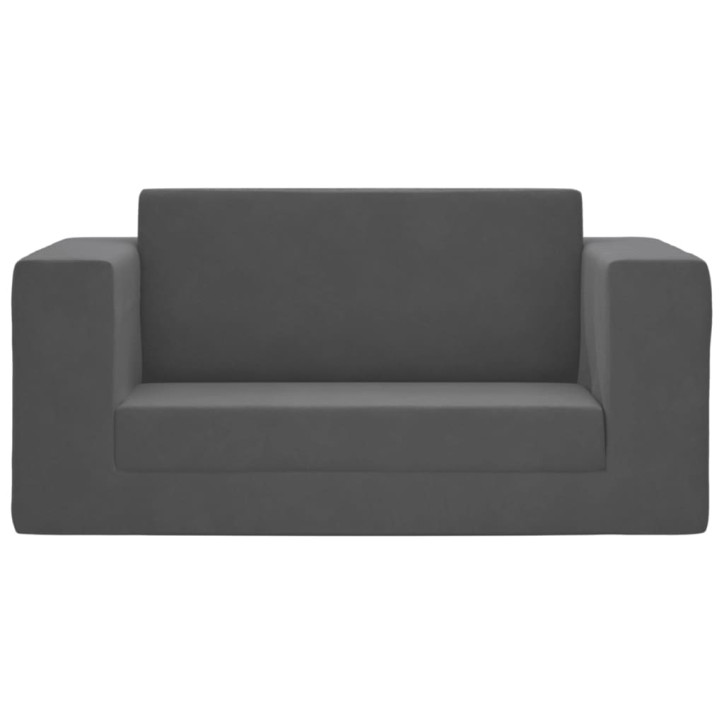 Vaikiška dvivietė sofa-lova, antracito, minkštas pliušas