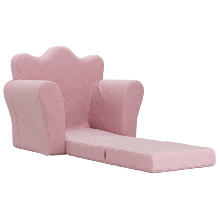 Vaikiška sofa-lova, rožinės spalvos, minkštas pliušas