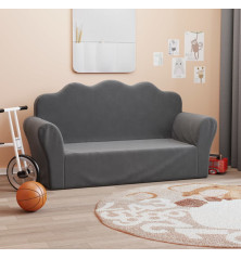 Vaikiška dvivietė sofa, antracito spalvos, minkštas pliušas