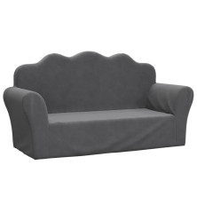 Vaikiška dvivietė sofa, antracito spalvos, minkštas pliušas