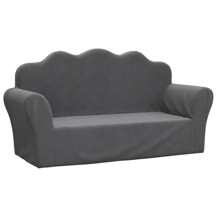 Vaikiška dvivietė sofa, antracito spalvos, minkštas pliušas