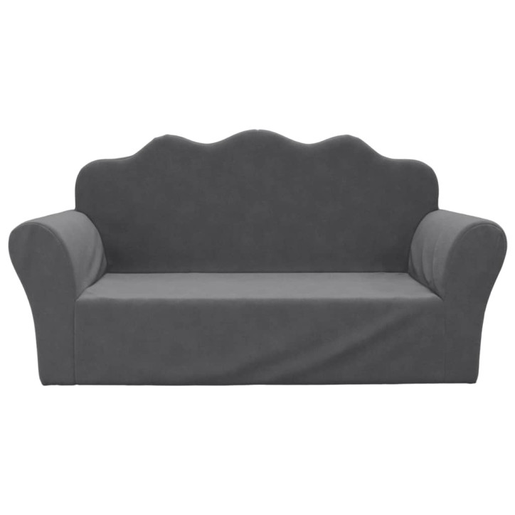 Vaikiška dvivietė sofa, antracito spalvos, minkštas pliušas