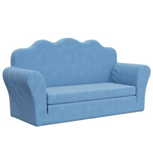 Vaikiška dvivietė sofa-lova, mėlynos spalvos, minkštas pliušas