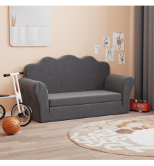 Vaikiška dvivietė sofa-lova, antracito, minkštas pliušas