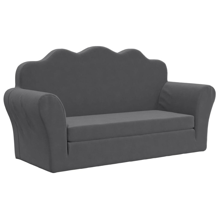 Vaikiška dvivietė sofa-lova, antracito, minkštas pliušas