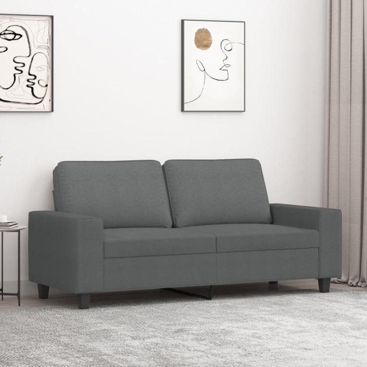 Dvivietė sofa, tamsiai pilkos spalvos, 140cm, audinys