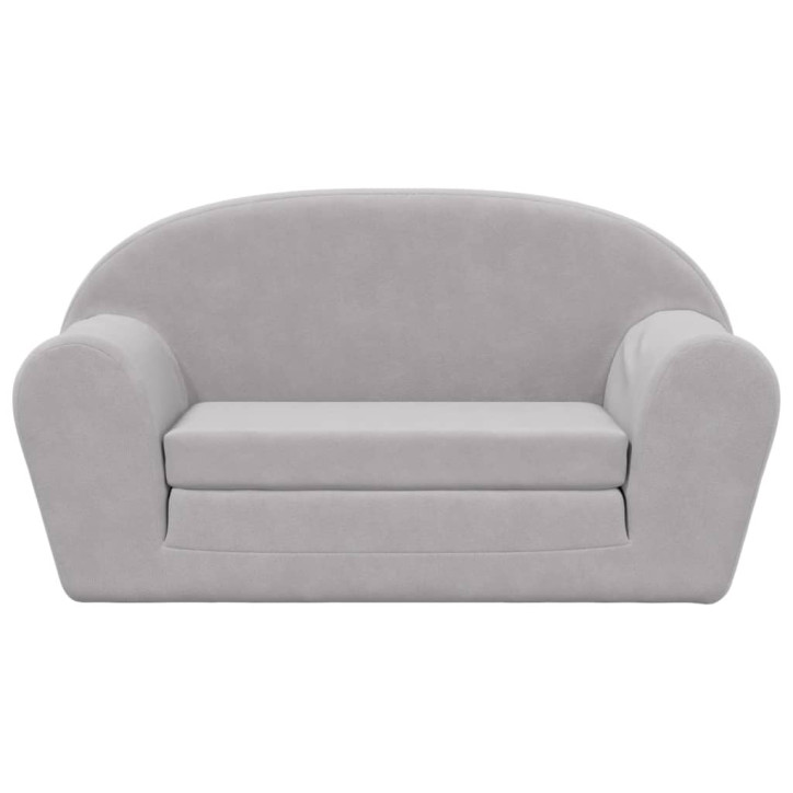 Vaikiška dvivietė sofa-lova, šviesiai pilka, minkštas pliušas