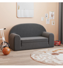 Vaikiška dvivietė sofa-lova, antracito, minkštas pliušas