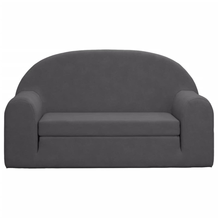 Vaikiška dvivietė sofa-lova, antracito, minkštas pliušas