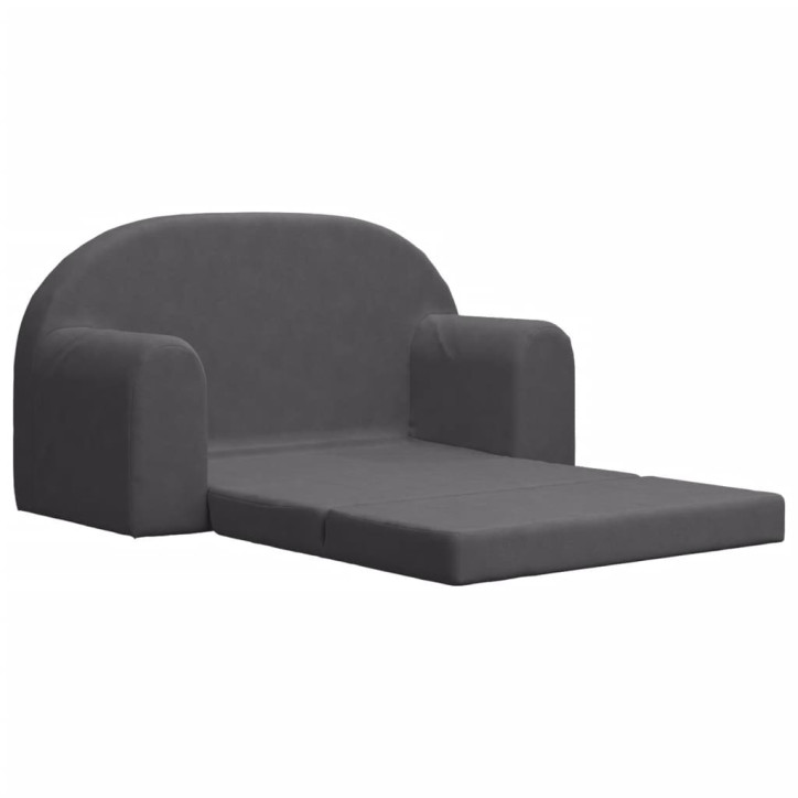 Vaikiška dvivietė sofa-lova, antracito, minkštas pliušas