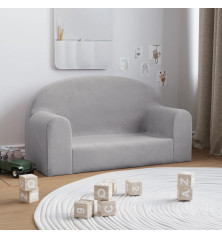 Vaikiška dvivietė sofa, šviesiai pilka, minkštas pliušas