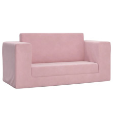 Vaikiška dvivietė sofa-lova, rožinės spalvos, minkštas pliušas