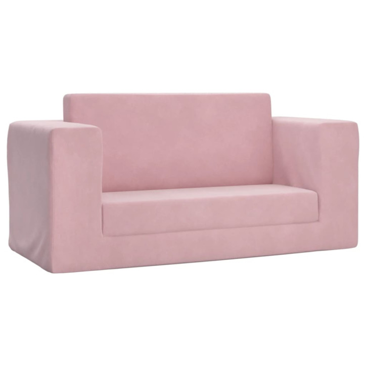 Vaikiška dvivietė sofa-lova, rožinės spalvos, minkštas pliušas