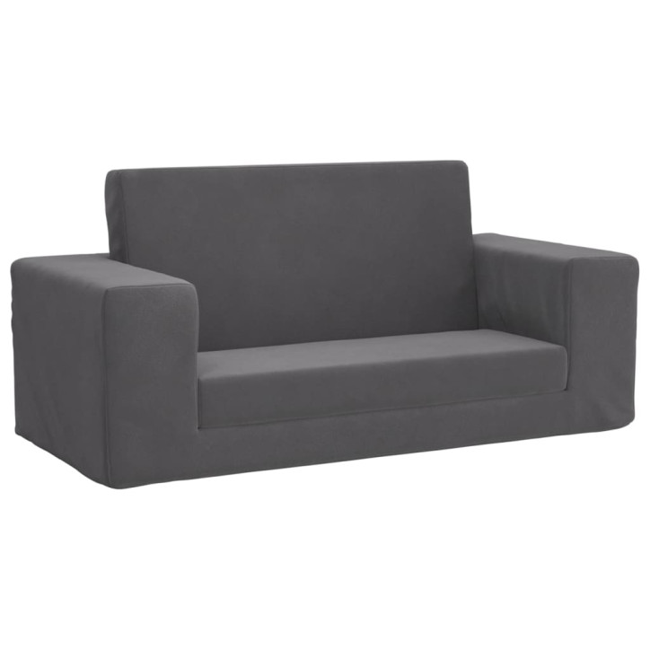 Vaikiška dvivietė sofa-lova, antracito, minkštas pliušas