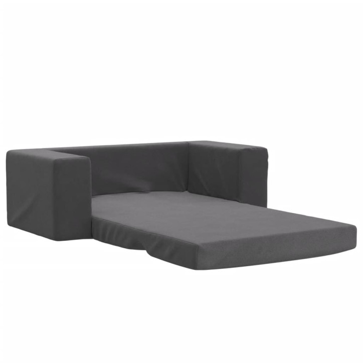 Vaikiška dvivietė sofa-lova, antracito, minkštas pliušas