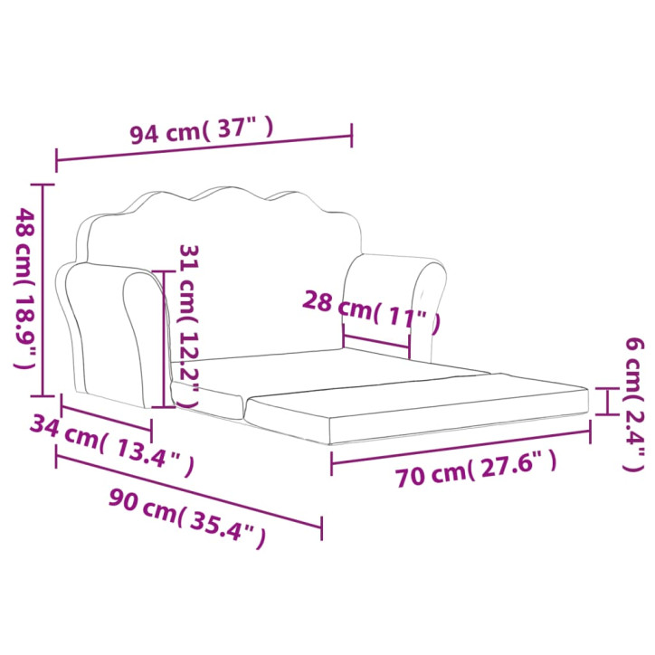 Vaikiška dvivietė sofa-lova, pilka, pliušas, su žvaigždėmis