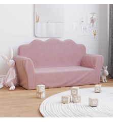 Vaikiška dvivietė sofa, rožinės spalvos, minkštas pliušas