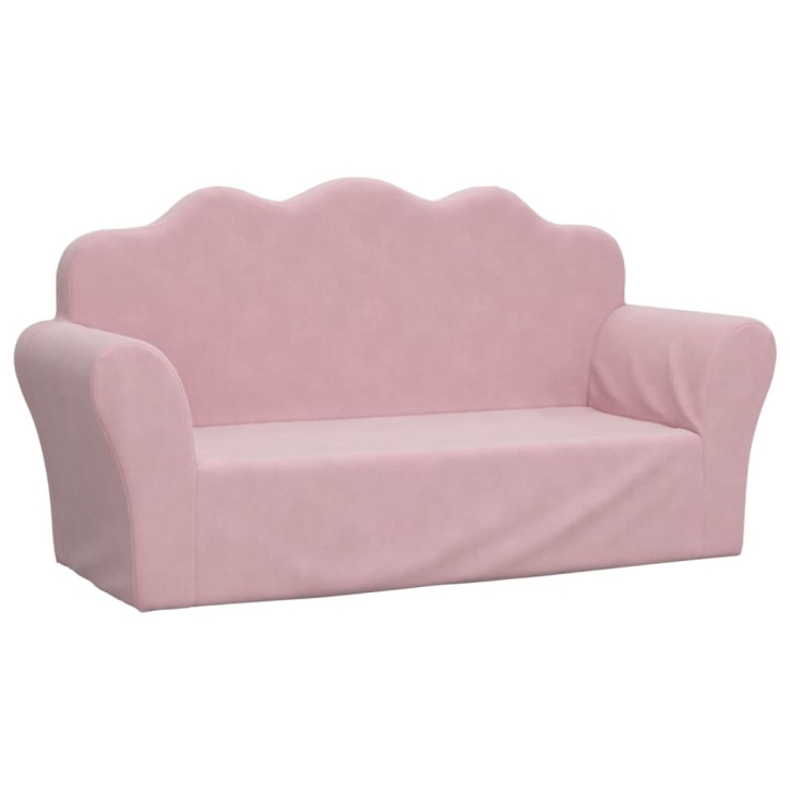 Vaikiška dvivietė sofa, rožinės spalvos, minkštas pliušas